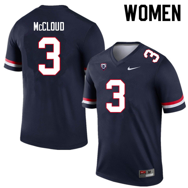 Women #3 Jordan McCloud Arizona Wildcats College Football Jerseys Sale-Navy